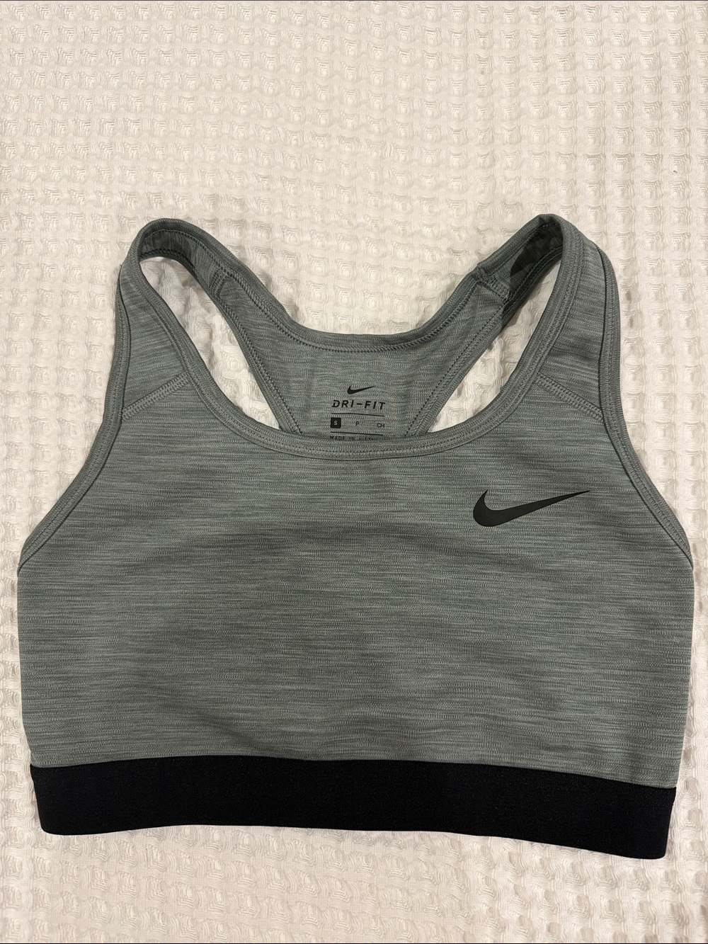 Nike Gray Dri-FIT Racerback Sports Bra with Black Band